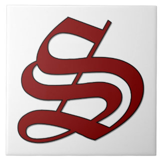 Canterbury Letter S in Roter Monogramm-Tile Fliese