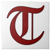 Canterbury Letter T in Roter Monogramm-Tile Fliese (Vorderseite)