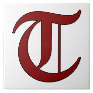 Canterbury Letter T in Roter Monogramm-Tile Fliese