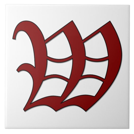 Canterbury Letter W in Red Monogram Tile Fliese (Vorderseite)