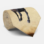 Cantering Black Percheron Horse on Imitats Parchme Krawatte (Gerollt)