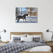 Cantering Black Percheron Pferd & Schnee Foto 2 Leinwanddruck (Insitu (Schlafzimmer))