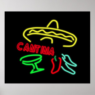 Cantina-Leuchtreklame Poster
