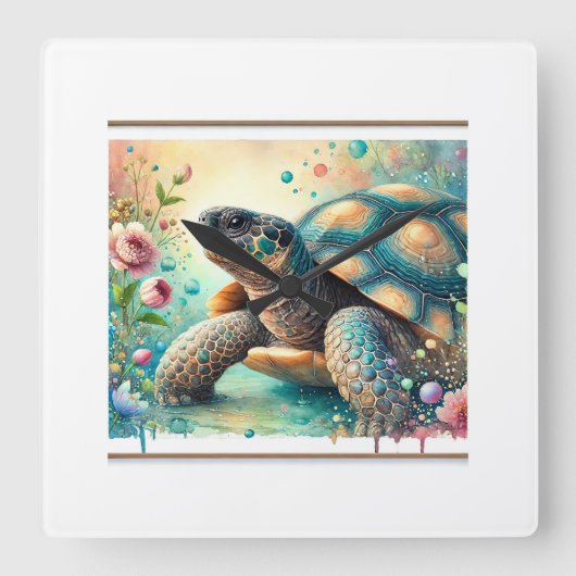 Cantors giant softshell turtle 060824AREF136 - Wat Quadratische Wanduhr (Vorderseite)