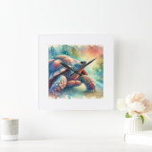 Cantors giant softshell turtle 250924AREF118 - Wat Quadratische Wanduhr (Zuhause)