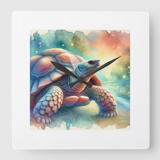 Cantors giant softshell turtle 250924AREF118 - Wat Quadratische Wanduhr (Vorderseite)