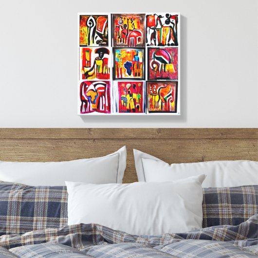 Canvas Abstrakte Malerwerbung für afrikanische Eth Leinwanddruck (Insitu (Schlafzimmer))