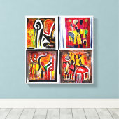 Canvas Abstrakte Malerwerbung für afrikanische Eth Leinwanddruck (Insitu (Holzboden))