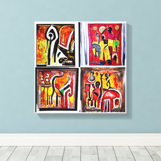 Canvas Abstrakte Malerwerbung für afrikanische Eth Leinwanddruck (Insitu (Holzboden))