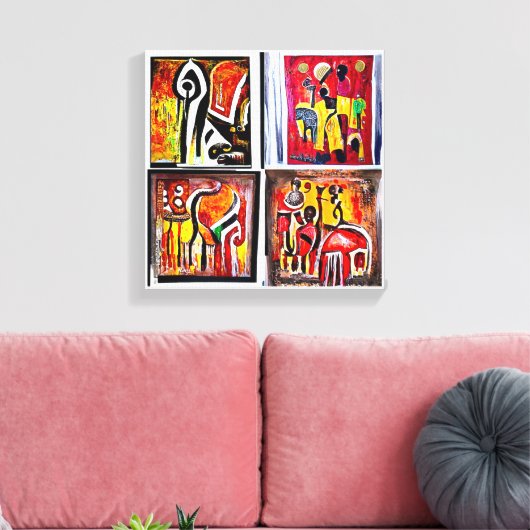 Canvas Abstrakte Malerwerbung für afrikanische Eth Leinwanddruck (Insitu (Wohnzimmer))
