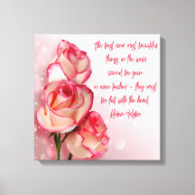 Canvas Art Pink Roses Helen Keller Sprichwort