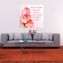 Canvas Art Pink Roses Helen Keller Sprichwort