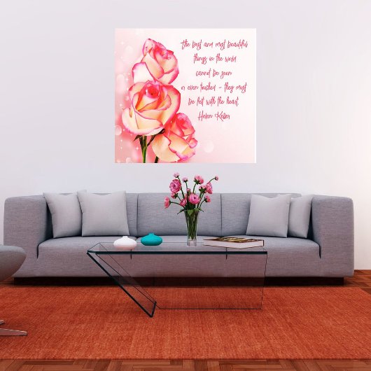 Canvas Art Pink Roses Helen Keller Sprichwort Leinwanddruck