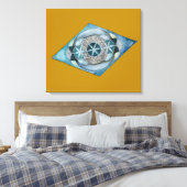 Canvas Atlantic Blue with Sacred Geometry Design  Leinwanddruck (Insitu (Schlafzimmer))