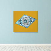 Canvas Atlantic Blue with Sacred Geometry Design  Leinwanddruck (Insitu (Holzboden))