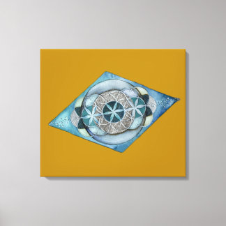 Canvas Atlantic Blue with Sacred Geometry Design  Leinwanddruck