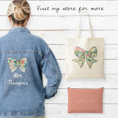 Canvas Bag with Floral Bow - Boho Chic Style. Tragetasche