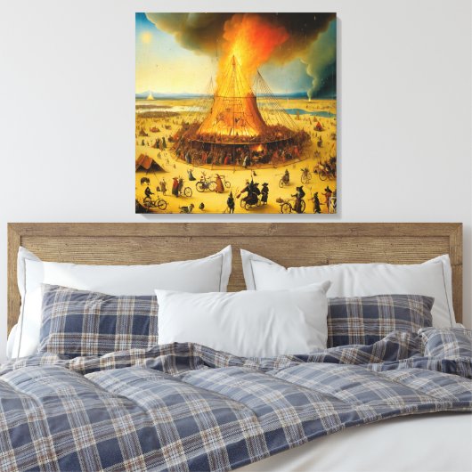 Canvas Burning Man in Boschian Vision Leinwanddruck (Insitu (Schlafzimmer))