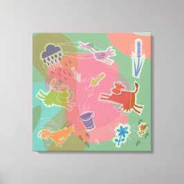 Canvas cow chicken bird leinwanddruck