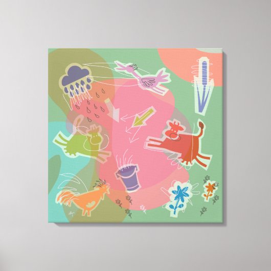 Canvas cow chicken bird leinwanddruck (Vorderseite)