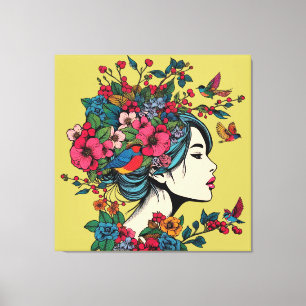 Canvas drucken Frauen im Herbst mit roten Berries Leinwanddruck