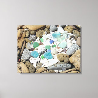 Canvas druckt Muscheln aus blaugrünem Glas Leinwanddruck