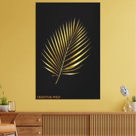 Canvas Majestic Golden Palm Frond Tropical Art Leinwanddruck
