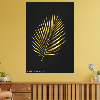 Canvas Majestic Golden Palm Frond Tropical Art Leinwanddruck
