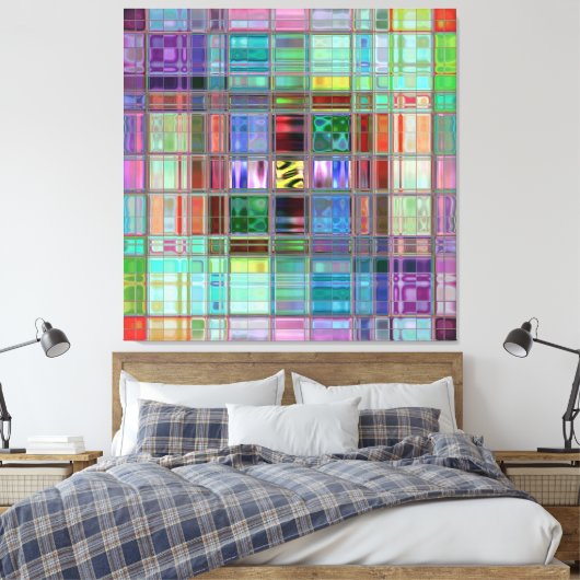 Canvas Print 40x40" Blue Sunrise Mosaik Leinwanddruck (Insitu (Schlafzimmer))