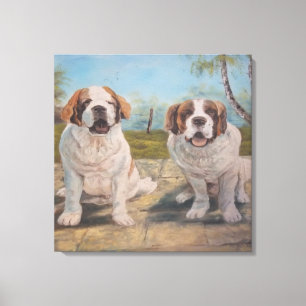 Canvas Print Ann Hayes Painting Two St Bernards Leinwanddruck