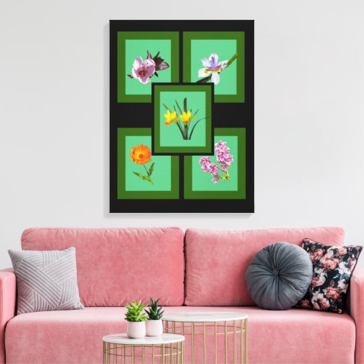 Canvas Print - Ausschneiden von Blume in Rahmen Leinwanddruck (Insitu (Wohnzimmer))