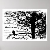 Canvas Print - B&W Nevermore Raven Silhouette Poster (Vorne)