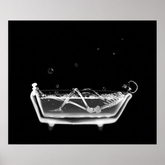 Canvas Print B&W X-Ray Skeleton Bath Time Tub Poster (Vorne)