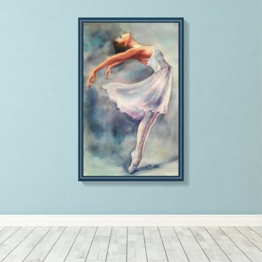 Canvas Print - Ballerina Wasserfarben Leinwanddruck (Insitu (Holzboden))