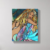 Canvas Print - bemalt Stain Glass Mermaid Leinwanddruck (Vorderseite)