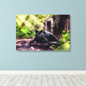 Canvas Print Black Leopard und Tempel Leinwanddruck (Insitu (Holzboden))