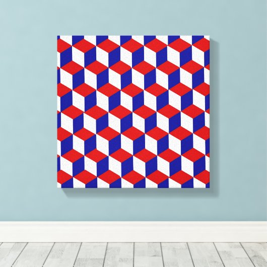 Canvas Print - Blockillusion in rot, weiß, blau Leinwanddruck (Insitu (Holzboden))