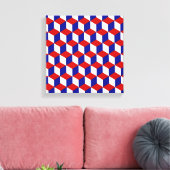 Canvas Print - Blockillusion in rot, weiß, blau Leinwanddruck (Insitu (Wohnzimmer))