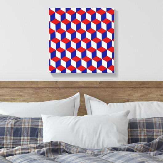 Canvas Print - Blockillusion in rot, weiß, blau Leinwanddruck (Insitu (Schlafzimmer))