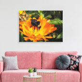 Canvas Print - Calendula und Biene Leinwanddruck (Insitu (Wohnzimmer))