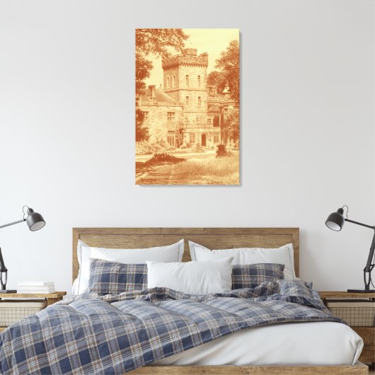 Canvas Print - "Capernwray Hall" (Custard/Cinn) Leinwanddruck (Insitu (Schlafzimmer))