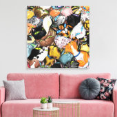 Canvas Print Colorful Cuddling Cats - Malerei Leinwanddruck (Insitu (Wohnzimmer))