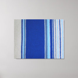 Canvas Print - Crochet Muster Blue Stripes Leinwanddruck