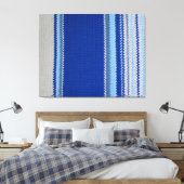 Canvas Print - Crochet Muster Blue Stripes Leinwanddruck (Insitu (Schlafzimmer))
