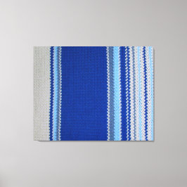 Canvas Print - Crochet Muster Blue Stripes Leinwanddruck