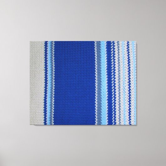 Canvas Print - Crochet Muster Blue Stripes Leinwanddruck (Vorderseite)