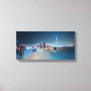 Canvas Print - Dubai Skyline auf einem Misty Day Leinwanddruck