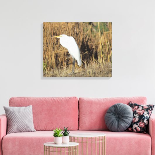 Canvas Print - Egret in Gras Leinwanddruck (Insitu (Wohnzimmer))