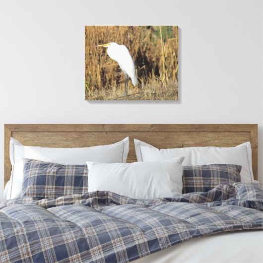 Canvas Print - Egret in Gras Leinwanddruck (Insitu (Schlafzimmer))