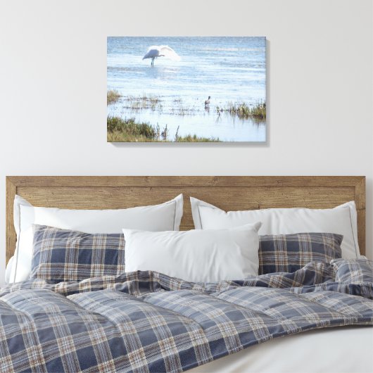 Canvas Print - Egret Preening Leinwanddruck (Insitu (Schlafzimmer))